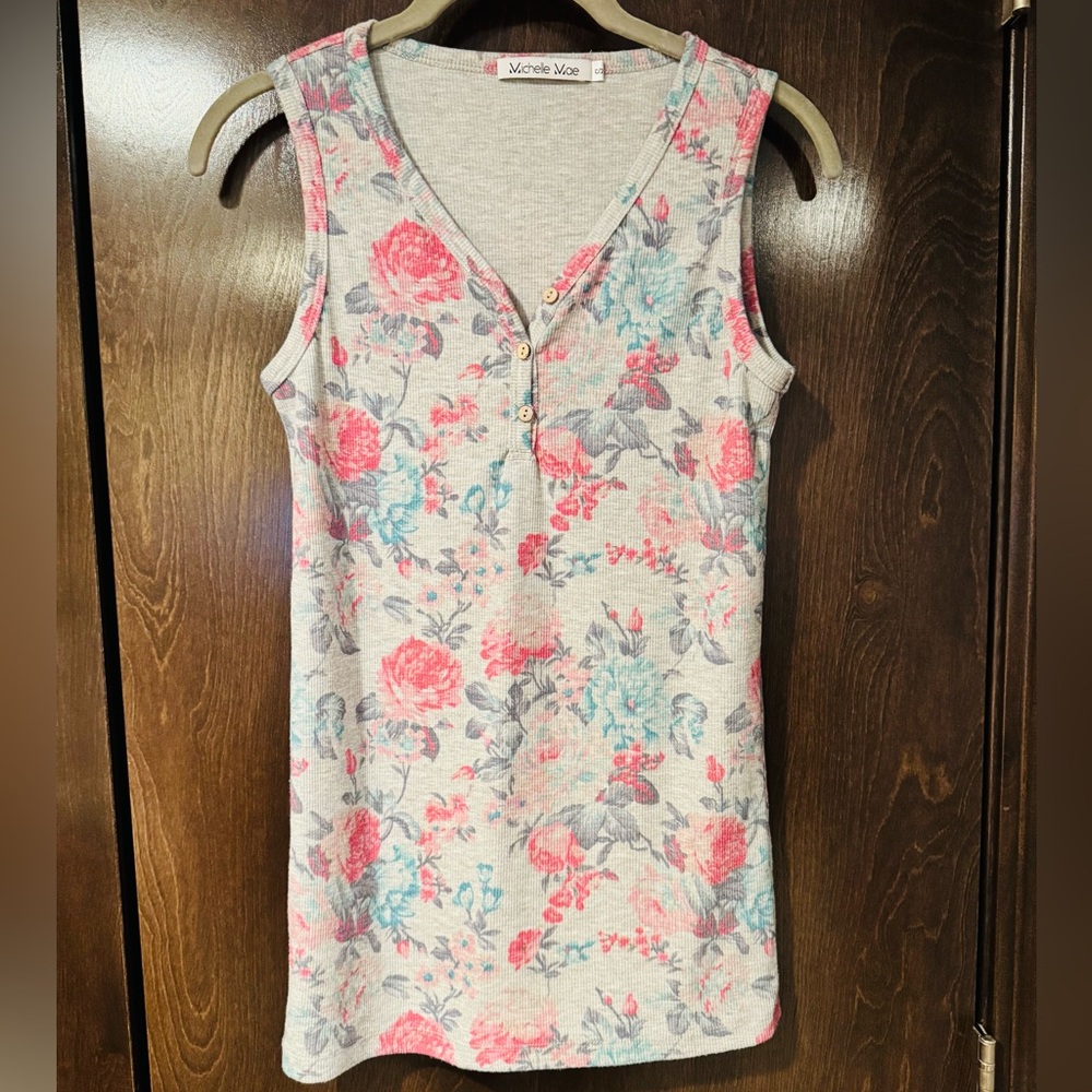 Michelle Mae Floral Henley Tank